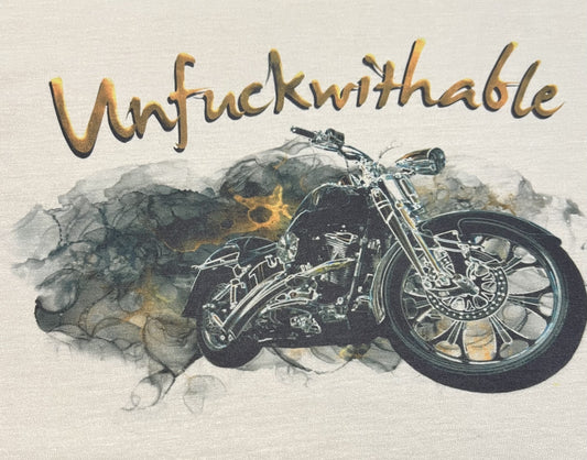 unfwithable text and motorcycle design
